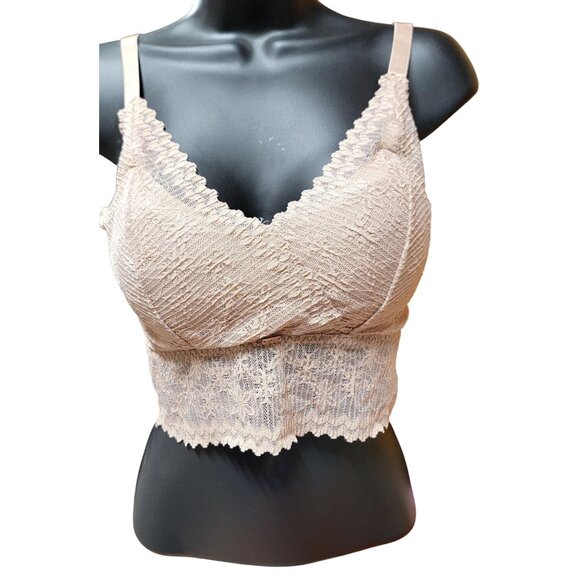 Jady K Skye Mocha Sassy Lace Bralette  Scalloped Edges Adj Straps Women S/M - Picture 1 of 10